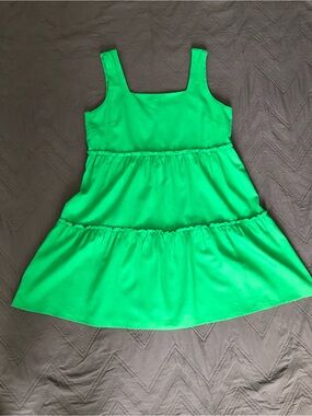 2 Hearts Bright Green Linen-Blend Dress, sz Large